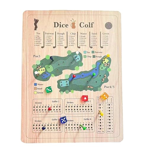Fravsiu Golf Board Game, Wooden Tabletop Strategy Match, Dice Based Mini Golfing Set, interaktiver Familienspaß für Erwachsene und Kinder, Ideal Party Entertainment to Home 8,46 x 11,02 x 0,2 Zoll von Fravsiu