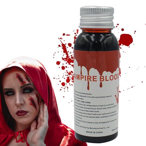 Fravsiu Vampirblut, Kunstblut-Make-up | 100 ml flüssiges Kunstblut Halloween-Make-up, Zombie-Blut-Make-up, künstliches Blut, Bühnenblutmalerei, falsche Spritzer Fravsiu Vampirblut, Kunstblut-Make-up | 100 ml flüssiges Kunstblut Halloween-Make-up, Zombie-Blut-Make-up, künstliches Blut, Bühnenblutmalerei, falsche Spritzer von Fravsiu
