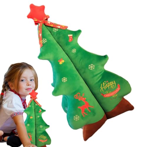 Fravsiu Weihnachtsbaumkissen | Weihnachtsbaumkissen | Plüsch-Weihnachtsbaumspielzeug | Plüschkissen aus Plüsch, Weihnachtsbaum aus bequemem Plüschstoff für Sofa, Auto, Balkon, Kinderwagen von Fravsiu