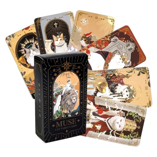 Tarot Cards - 78 Stück Muse Katze, Wahrsagung Tarot Deck für Partyspiel, Schicksallesung, englische Version, Standardgröße, Brettspiele für Anfänger, Unterhaltung, Zuhause, Reisen, Glücksspiel Tarot Cards - 78 Stück Muse Katze, Wahrsagung Tarot Deck für Partyspiel, Schicksallesung, englische Version, Standardgröße, Brettspiele für Anfänger, Unterhaltung, Zuhause, Reisen, Glücksspiel von Fravsiu