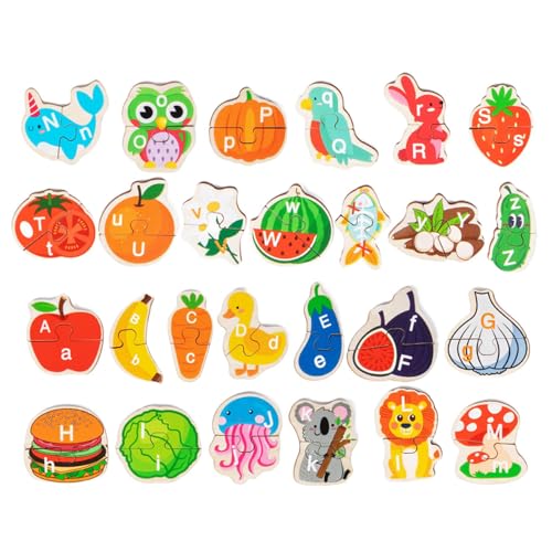 Tier Alphabet Puzzle – Buntes Holz Jigsaw Puzzle für Kinder, Fun Animal Shapes Matching Game, Alphabet Learning Blocks Educational Toy Colorful Animal Alphabet Puzzle – Holz Jigsaw Puzzle, Funn Tier Alphabet Puzzle – Buntes Holz Jigsaw Puzzle für Kinder, Fun Animal Shapes Matching Game, Alphabet Learning Blocks Educational Toy Colorful Animal Alphabet Puzzle – Holz Jigsaw Puzzle, Funn von Fravsiu
