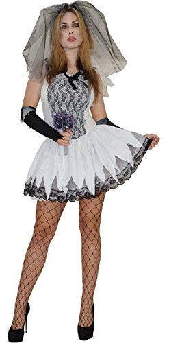 Zombie Braut Kostüm Halloween Damen, Größe:M;Modell:Zombie Braut von Frech-und-clever