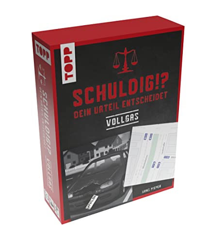 Schuldig?! Dein Urteil entscheidet – Vollgas. Krimispiel in 50 Karten: Die Gerichtsverhandlung am Spieltisch: Diskutiert, trefft Entscheidungen und fällt euer Urteil! von TOPP