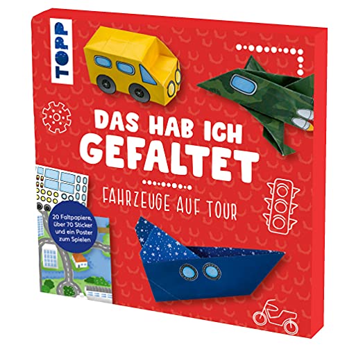 Das hab ich gefaltet Mini-Papierset - Fahrzeuge auf Tour: Papierset zum Falten und Spielen. Mit 30 Faltblättern, über 70 Stickern und Spielposter von TOPP