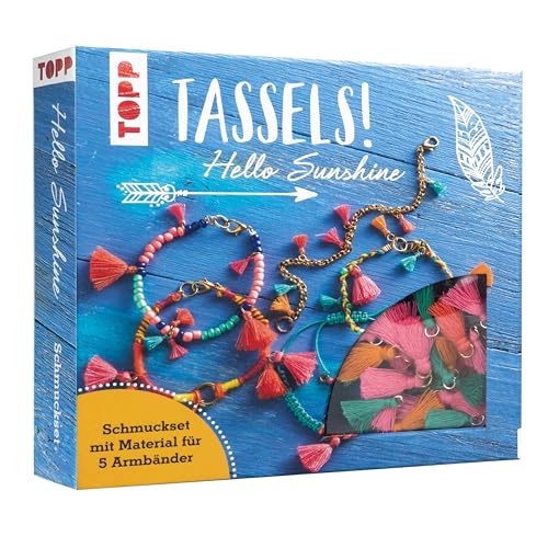 TOPP Frechverlag GmbH Schmuckset Hello Sunshine: Anleitung und Material für 5 Tassel-Armbänder zum Selbermachen Weiß Uni von TOPP