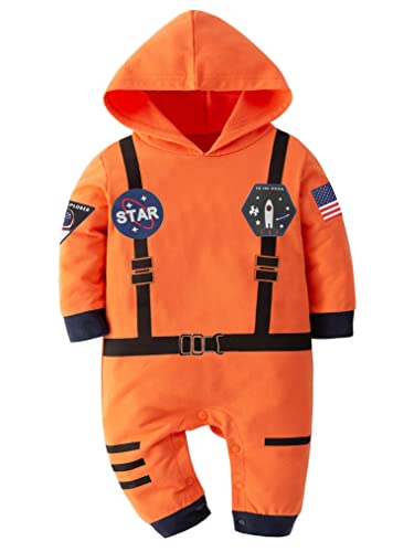 Freebily Baby Astronaut Kostüm Jumpsuit Spaceman Cosplay Outfit Halloween Karneval Kostüm Geburtstag Geschenk Verkleidung für Jungen Mädchen Langarm-Orange 80-86 von Freebily