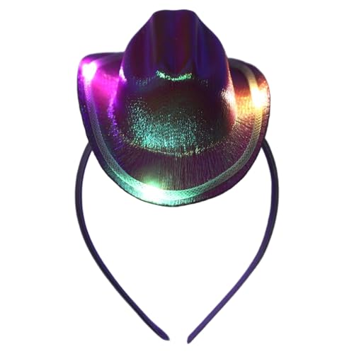 Freebily Cowboy-Minihut-Stirnband für Frauen, Cowgirls-Flanellhut mit Glitzer-Topper für Halloween-Rodeo-Party Typ 9 Einheitsgröße von Freebily