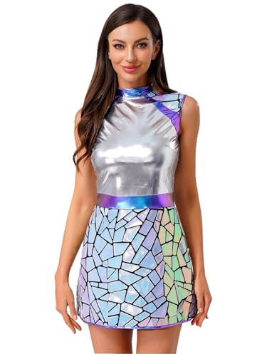 Freebily Damen Alien Space Girl Kostüm Glänzend Metallic Kleid Weltraum Kriegerin Cosplay Fasching Karneval Kostüm Silber M Freebily Damen Alien Space Girl Kostüm Glänzend Metallic Kleid Weltraum Kriegerin Cosplay Fasching Karneval Kostüm Silber M von Freebily