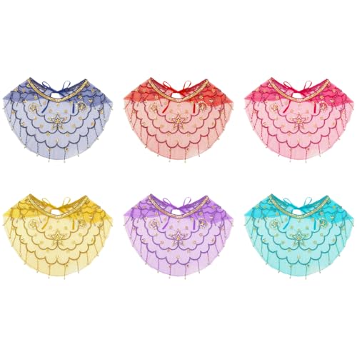 Freebily Damen Bauchtanz Gesichtsschleier mit Quasten Mesh Face Cover Maskerade Maske Bauchtanz Kostüm Zubehör Bunt 6Pcs One Size von Freebily