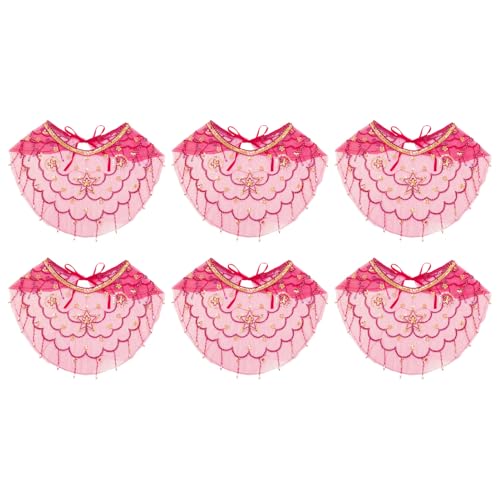 Freebily Damen Bauchtanz Gesichtsschleier mit Quasten Mesh Face Cover Maskerade Maske Bauchtanz Kostüm Zubehör Hot Pink 6Pcs One Size von Freebily