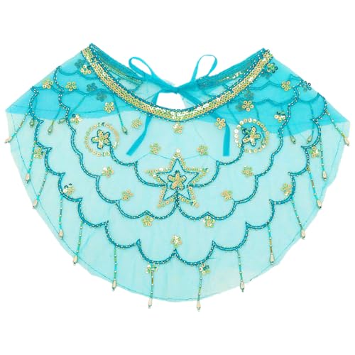 Freebily Damen Bauchtanz Gesichtsschleier mit Quasten Mesh Face Cover Maskerade Maske Bauchtanz Kostüm Zubehör Lake Blue 1Pcs One Size von Freebily