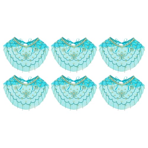 Freebily Damen Bauchtanz Gesichtsschleier mit Quasten Mesh Face Cover Maskerade Maske Bauchtanz Kostüm Zubehör Lake Blue 6Pcs One Size von Freebily