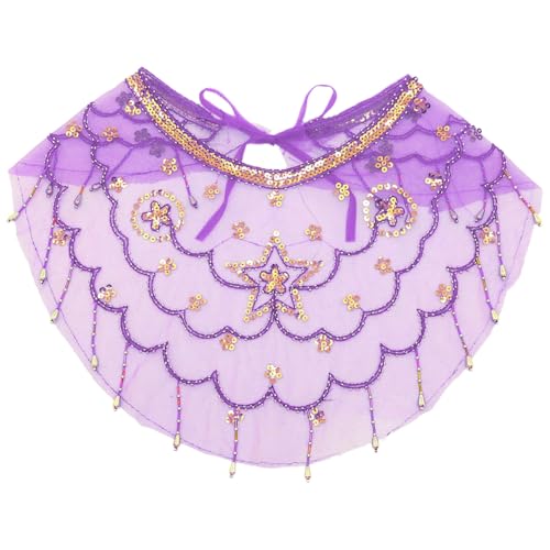 Freebily Damen Bauchtanz Gesichtsschleier mit Quasten Mesh Face Cover Maskerade Maske Bauchtanz Kostüm Zubehör Lila 1Pcs One Size von Freebily
