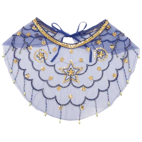 Freebily Damen Bauchtanz Gesichtsschleier mit Quasten Mesh Face Cover Maskerade Maske Bauchtanz Kostüm Zubehör Marineblau 1Pcs One Size von Freebily