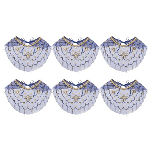 Freebily Damen Bauchtanz Gesichtsschleier mit Quasten Mesh Face Cover Maskerade Maske Bauchtanz Kostüm Zubehör Navy Blue 6Pcs One Size von Freebily