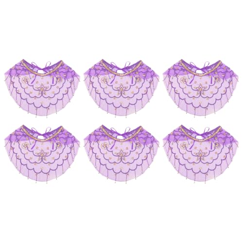 Freebily Damen Bauchtanz Gesichtsschleier mit Quasten Mesh Face Cover Maskerade Maske Bauchtanz Kostüm Zubehör Purple 6Pcs One Size von Freebily