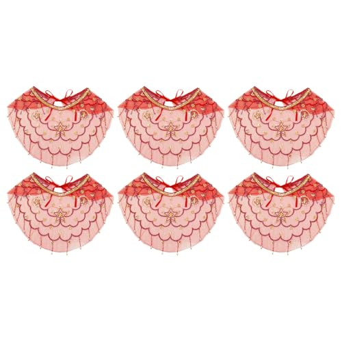 Freebily Damen Bauchtanz Gesichtsschleier mit Quasten Mesh Face Cover Maskerade Maske Bauchtanz Kostüm Zubehör Red 6Pcs One Size von Freebily