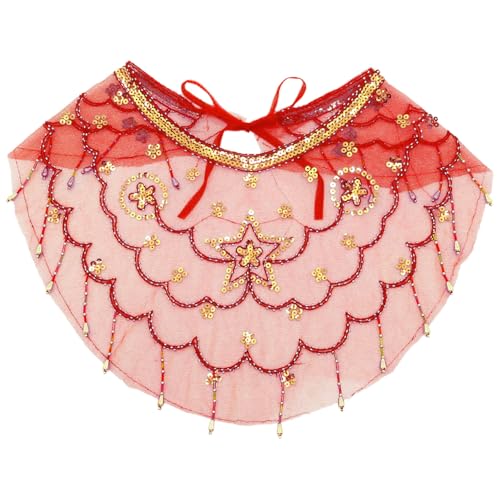 Freebily Damen Bauchtanz Gesichtsschleier mit Quasten Mesh Face Cover Maskerade Maske Bauchtanz Kostüm Zubehör Rot 1Pcs One Size von Freebily