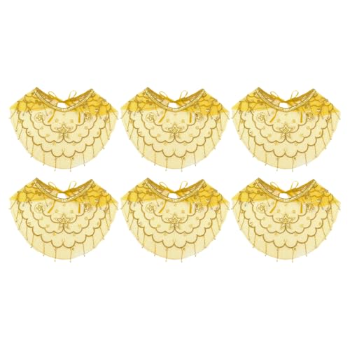 Freebily Damen Bauchtanz Gesichtsschleier mit Quasten Mesh Face Cover Maskerade Maske Bauchtanz Kostüm Zubehör Yellow 6Pcs One Size von Freebily
