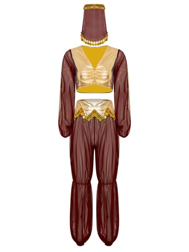 Freebily Damen Bauchtanz Kostüm Glitzer Top Hose Und Schleier 3er Arabische Indische Prinzessin Verkleidung Karneval Tanzkleidung Rot XXL Freebily Damen Bauchtanz Kostüm Glitzer Top Hose Und Schleier 3er Arabische Indische Prinzessin Verkleidung Karneval Tanzkleidung Rot XXL von Freebily