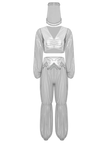 Freebily Damen Bauchtanz Kostüm Glitzer Top Hose Und Schleier 3er Arabische Indische Prinzessin Verkleidung Karneval Tanzkleidung Weiß L Freebily Damen Bauchtanz Kostüm Glitzer Top Hose Und Schleier 3er Arabische Indische Prinzessin Verkleidung Karneval Tanzkleidung Weiß L von Freebily