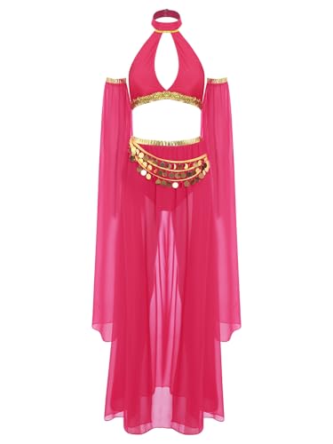 Freebily Damen Bauchtanz Kostüm Pailletten Münze Quasten Top Rock Set Mit Abnehmbare Ärmel Karneval Kostüm Faschnacht Tanz Outfit Hotpink S Freebily Damen Bauchtanz Kostüm Pailletten Münze Quasten Top Rock Set Mit Abnehmbare Ärmel Karneval Kostüm Faschnacht Tanz Outfit Hotpink S von Freebily