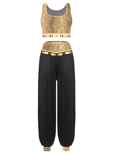 Freebily Damen Bauchtanz Kostüm Pailletten Tank Top Hose Mit Schlangenhautmuster Karneval Kostüm Faschnacht Tanz Outfit Gelb L Freebily Damen Bauchtanz Kostüm Pailletten Tank Top Hose Mit Schlangenhautmuster Karneval Kostüm Faschnacht Tanz Outfit Gelb L von Freebily