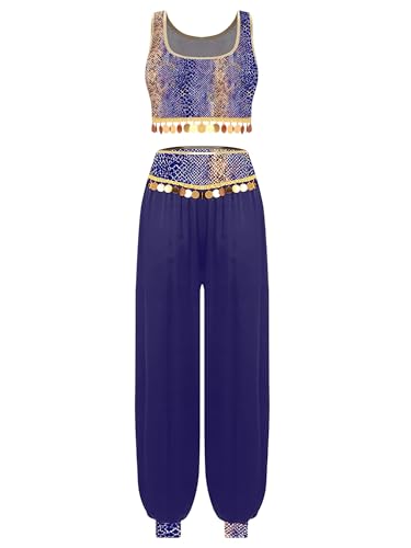 Freebily Damen Bauchtanz Kostüm Pailletten Tank Top Hose Mit Schlangenhautmuster Karneval Kostüm Faschnacht Tanz Outfit Königsblau XXL Freebily Damen Bauchtanz Kostüm Pailletten Tank Top Hose Mit Schlangenhautmuster Karneval Kostüm Faschnacht Tanz Outfit Königsblau XXL von Freebily