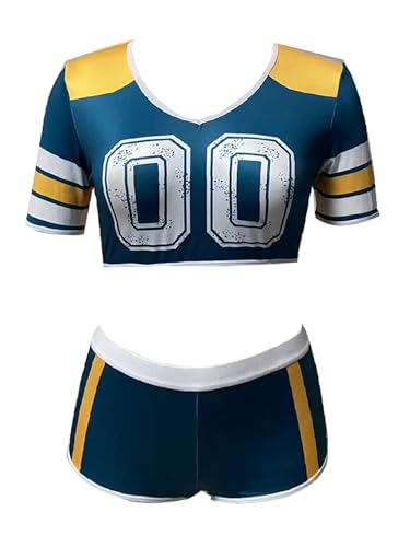 Freebily Damen Cheer Leader Kostüm 80er Amerikanische Fußball Basketball Cheerleading Uniform Kurzarm Crop Top Shorts Für Karneval Fasching Grün M Freebily Damen Cheer Leader Kostüm 80er Amerikanische Fußball Basketball Cheerleading Uniform Kurzarm Crop Top Shorts Für Karneval Fasching Grün M von Freebily