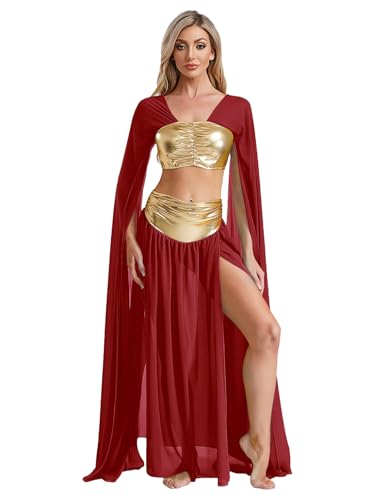 Freebily Damen Cleopatra Kostüm Faschingskostüme Ägypten Göttin Karneval Halloween Party Cosplay Kleid Für Erwachsene Burgundy XXL Freebily Damen Cleopatra Kostüm Faschingskostüme Ägypten Göttin Karneval Halloween Party Cosplay Kleid Für Erwachsene Burgundy XXL von Freebily