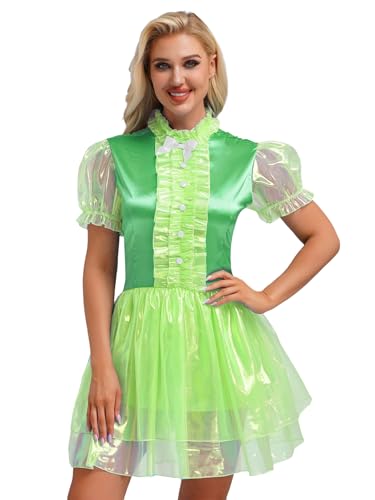 Freebily Damen Dienstmädchen Outfit Anime Lolita Cosplay Glänzend Tutu Kleid Layered Rüschen Saum Rock Mit Kurze Puffärmel Grün XL Freebily Damen Dienstmädchen Outfit Anime Lolita Cosplay Glänzend Tutu Kleid Layered Rüschen Saum Rock Mit Kurze Puffärmel Grün XL von Freebily