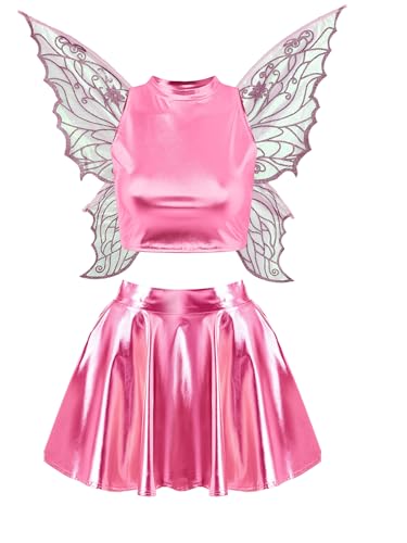 Freebily Damen Fee Kostüm Schmetterling Flügel Metallic Top Rock Set Frauen Halloween Karnevalskostüme Glitzer Party Outfit Rosa L Freebily Damen Fee Kostüm Schmetterling Flügel Metallic Top Rock Set Frauen Halloween Karnevalskostüme Glitzer Party Outfit Rosa L von Freebily
