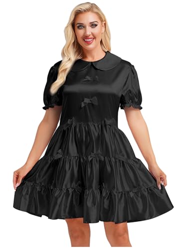 Freebily Damen Französische Dienstmädchen Kleid Kawaii Japan Maid Kleid Glanz Satin Puffärmel Babydoll Fasching Kostüm Schwarz XL Freebily Damen Französische Dienstmädchen Kleid Kawaii Japan Maid Kleid Glanz Satin Puffärmel Babydoll Fasching Kostüm Schwarz XL von Freebily