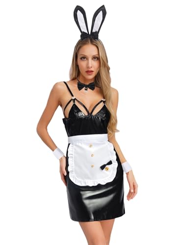 Freebily Damen Französisches Dienstmädchen Kostüm Bunny Outtfit Kaninchen Haarreif Kleid Kawaii Babydoll Negligee Schwarz XXL Freebily Damen Französisches Dienstmädchen Kostüm Bunny Outtfit Kaninchen Haarreif Kleid Kawaii Babydoll Negligee Schwarz XXL von Freebily