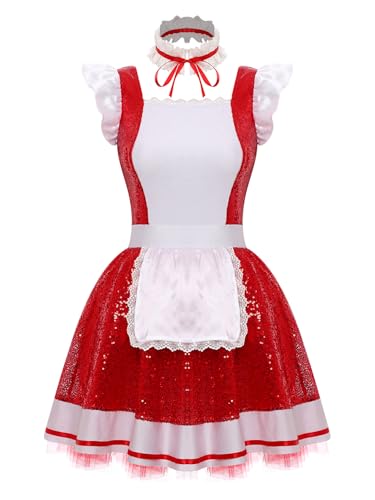Freebily Damen Kostüm Dienstmädchen Anime Maid Kleid Pailletten Tütü Spitze Schürze Und Halsband Fasching Karneval Kostüm Rot M Freebily Damen Kostüm Dienstmädchen Anime Maid Kleid Pailletten Tütü Spitze Schürze Und Halsband Fasching Karneval Kostüm Rot M von Freebily