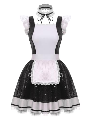 Freebily Damen Kostüm Dienstmädchen Anime Maid Kleid Pailletten Tütü Spitze Schürze Und Halsband Fasching Karneval Kostüm Schwarz 3XL Freebily Damen Kostüm Dienstmädchen Anime Maid Kleid Pailletten Tütü Spitze Schürze Und Halsband Fasching Karneval Kostüm Schwarz 3XL von Freebily