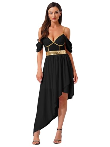 Freebily Damen Kostüm Griechisch Göttin Kleid Antike Römische Königin Kleid Schulterfrei Fasching Halloween Kostüm Schwarz XXL Freebily Damen Kostüm Griechisch Göttin Kleid Antike Römische Königin Kleid Schulterfrei Fasching Halloween Kostüm Schwarz XXL von Freebily