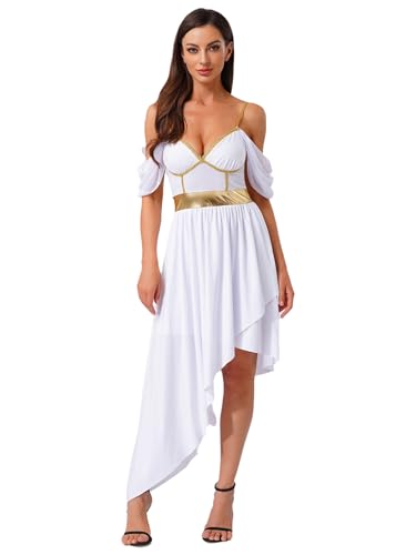 Freebily Damen Kostüm Griechisch Göttin Kleid Antike Römische Königin Kleid Schulterfrei Fasching Halloween Kostüm Weiß XXL Freebily Damen Kostüm Griechisch Göttin Kleid Antike Römische Königin Kleid Schulterfrei Fasching Halloween Kostüm Weiß XXL von Freebily