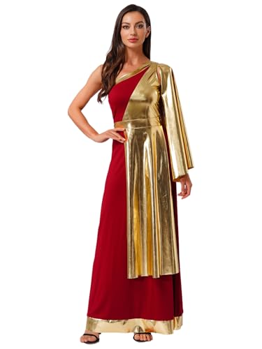 Freebily Damen Kostüm Griechisch Römische Göttin Kleid Ein Schulter Toga Metallic Überwurf Römer Griechen Kostüm Karneval Halloween Burgundy M Freebily Damen Kostüm Griechisch Römische Göttin Kleid Ein Schulter Toga Metallic Überwurf Römer Griechen Kostüm Karneval Halloween Burgundy M von Freebily