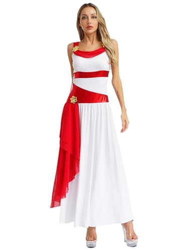 Freebily Damen Kostüm Griechische Göttin Kleid Römische Kaiserin Kostüm Liturgisch Lob Kleid Halloween Faschingskostüme Weiß&Rot XXL Freebily Damen Kostüm Griechische Göttin Kleid Römische Kaiserin Kostüm Liturgisch Lob Kleid Halloween Faschingskostüme Weiß&Rot XXL von Freebily