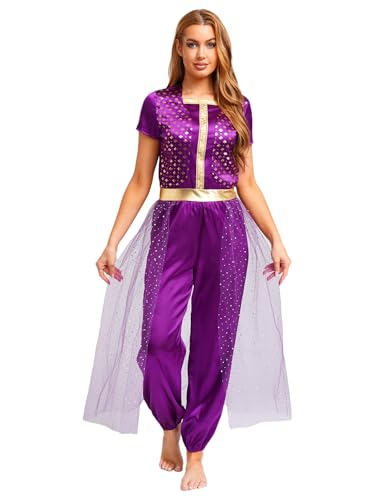 Freebily Damen Kostüm Orient Arabische Prinzessin Karneval Kostüm Glitzer Pailletten Metallic Overall Mit Tüll Überzug Fastnacht Party Tanzkostüm Violett M Freebily Damen Kostüm Orient Arabische Prinzessin Karneval Kostüm Glitzer Pailletten Metallic Overall Mit Tüll Überzug Fastnacht Party Tanzkostüm Violett M von Freebily