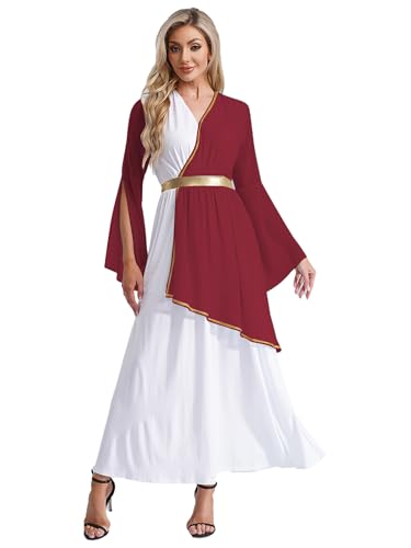 Freebily Damen Kostüm Toga Griechische Göttin Kleid Römische Kaiserin Erwachsene Halloween Faschingskostüme Burgundy M Freebily Damen Kostüm Toga Griechische Göttin Kleid Römische Kaiserin Erwachsene Halloween Faschingskostüme Burgundy M von Freebily