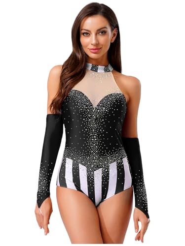 Freebily Damen Kostüm Zirkus Zirkusdirektor Karneval Halloween Kostüm Strass Farbblock Bodysuit Fingerlose Handschuhe 2er Set Schwarz S Freebily Damen Kostüm Zirkus Zirkusdirektor Karneval Halloween Kostüm Strass Farbblock Bodysuit Fingerlose Handschuhe 2er Set Schwarz S von Freebily