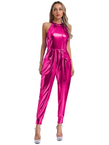 Freebily Damen Metallic Overall mit mit Tasche Glitzer Disco Kostüm 60er 70er Jahre Retro Party Halloween Fasching Kostüm Hotpink XXL Freebily Damen Metallic Overall mit mit Tasche Glitzer Disco Kostüm 60er 70er Jahre Retro Party Halloween Fasching Kostüm Hotpink XXL von Freebily