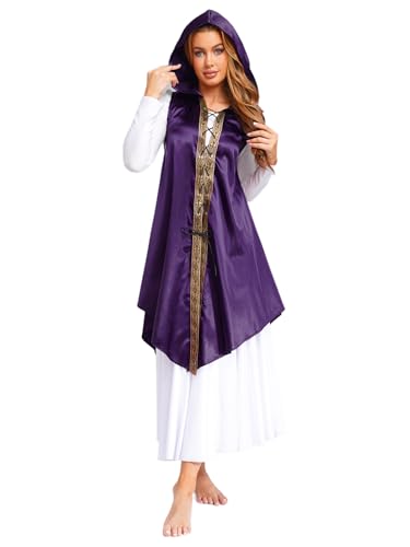 Freebily Damen Mittelalterlicher Umhang Mit Kapuze Vintage Viktorianisches Kostüm Poncho Schal Faschingskostüm Violett 3XL Freebily Damen Mittelalterlicher Umhang Mit Kapuze Vintage Viktorianisches Kostüm Poncho Schal Faschingskostüm Violett 3XL von Freebily