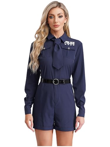 Freebily Damen Polizei Kostüm Overall Und Gürtel Krawatte 3pcs Polizistin Outfit Fasching Halloween Kostüm Party Clubwear Marineblau XXL Freebily Damen Polizei Kostüm Overall Und Gürtel Krawatte 3pcs Polizistin Outfit Fasching Halloween Kostüm Party Clubwear Marineblau XXL von Freebily