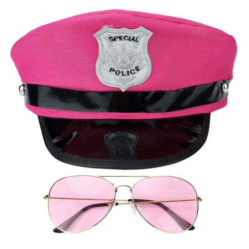Freebily Damen Polizeimütze Pilotenbrille Set Cop Cap Kapitänsmütze Karneval Party Halloween Mottoparty Polizei Kostüm Zubehör Cosplay Requisiten Rosa One Size Freebily Damen Polizeimütze Pilotenbrille Set Cop Cap Kapitänsmütze Karneval Party Halloween Mottoparty Polizei Kostüm Zubehör Cosplay Requisiten Rosa One Size von Freebily
