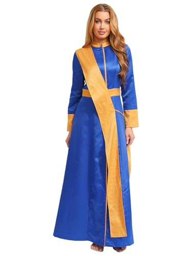 Freebily Damen Priester Kostüm Gewand Mit Stola Langarm Jacquard Katholische Chasuble Geistlicher Klerus Mantel Faschingskostüme Königsblau L Freebily Damen Priester Kostüm Gewand Mit Stola Langarm Jacquard Katholische Chasuble Geistlicher Klerus Mantel Faschingskostüme Königsblau L von Freebily