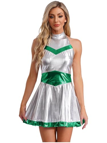 Freebily Damen Space Girl Alien Kostüm Glänzend Wetlook Metallic Kleid Karneval Halloween Glitzer Disco Tanz Partykleid Clubwear Grün XXL Freebily Damen Space Girl Alien Kostüm Glänzend Wetlook Metallic Kleid Karneval Halloween Glitzer Disco Tanz Partykleid Clubwear Grün XXL von Freebily