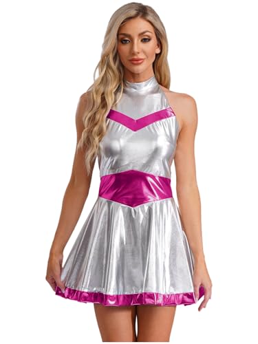 Freebily Damen Space Girl Alien Kostüm Glänzend Wetlook Metallic Kleid Karneval Halloween Glitzer Disco Tanz Partykleid Clubwear Hotpink XXL Freebily Damen Space Girl Alien Kostüm Glänzend Wetlook Metallic Kleid Karneval Halloween Glitzer Disco Tanz Partykleid Clubwear Hotpink XXL von Freebily